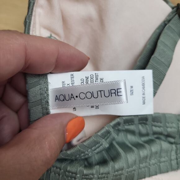 Aqua Couture Womens Olive Adjustable Strap Two Piece Bikini Set Size Medium - Picture 7 of 9